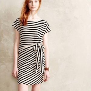 Anthropologie Saturday Sunday Side Tie Dress Black Ivory Stripes Size XL